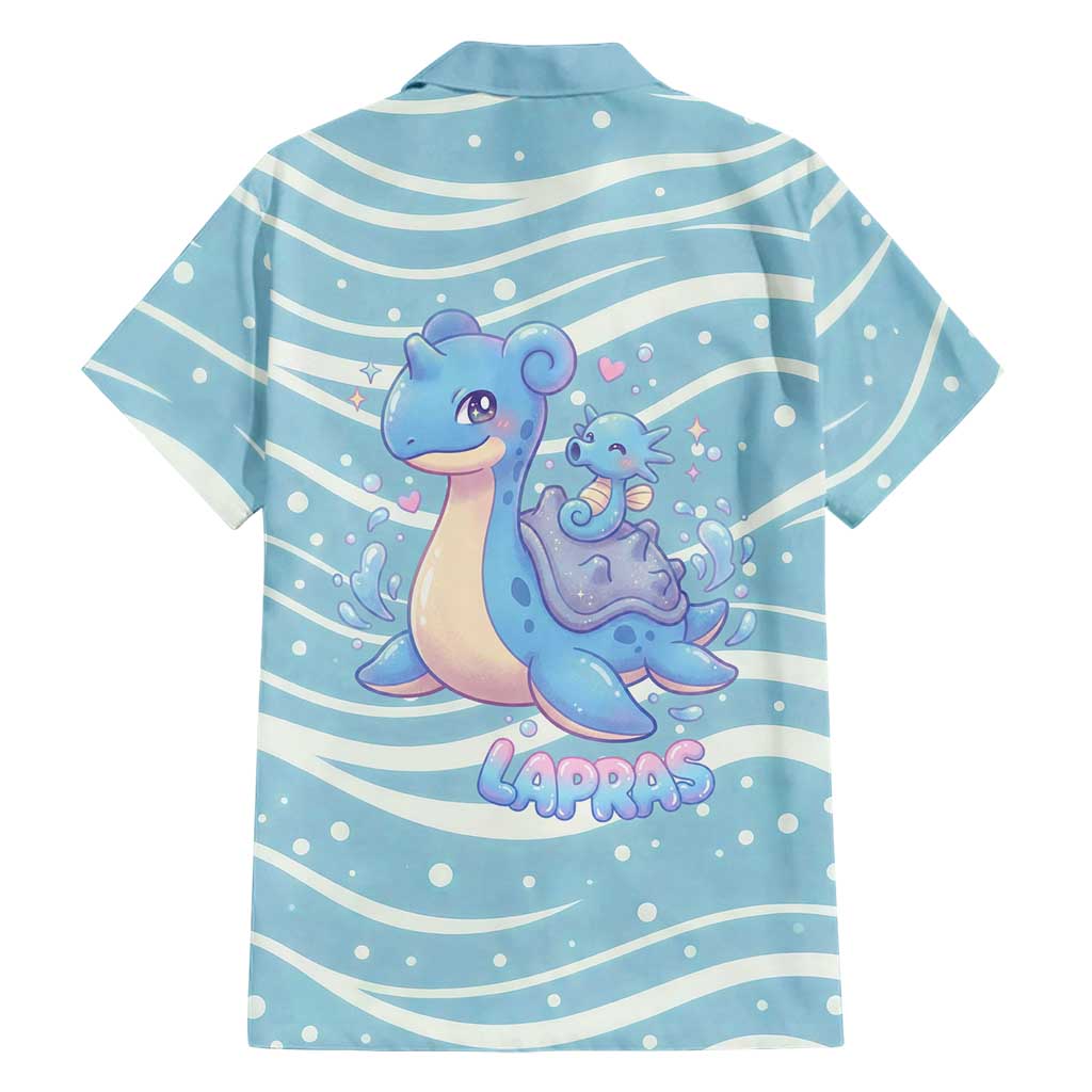 Lapras Family Matching Off The Shoulder Long Sleeve Dress and Hawaiian Shirt Pastel Ocean Waves Kawaii Art