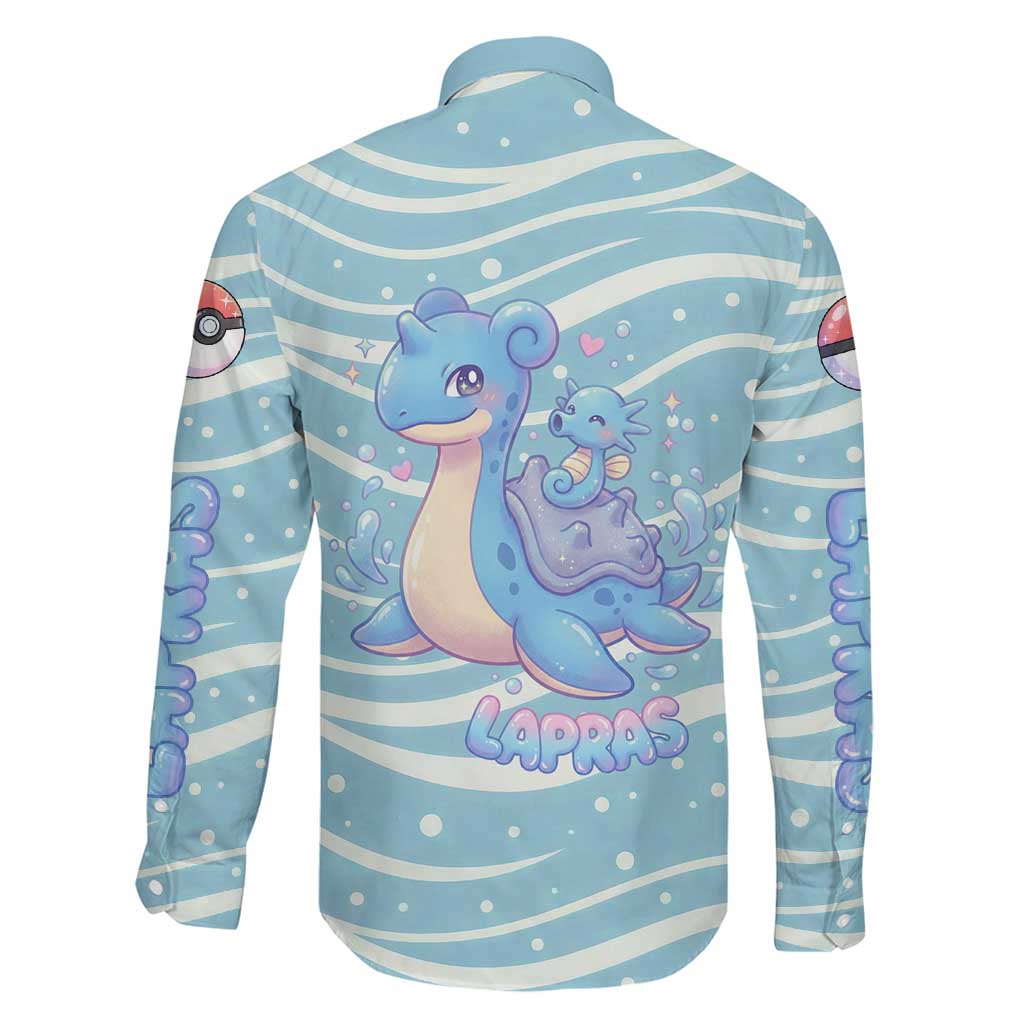 Lapras Family Matching Off Shoulder Short Dress and Hawaiian Shirt Pastel Ocean Waves Kawaii Art