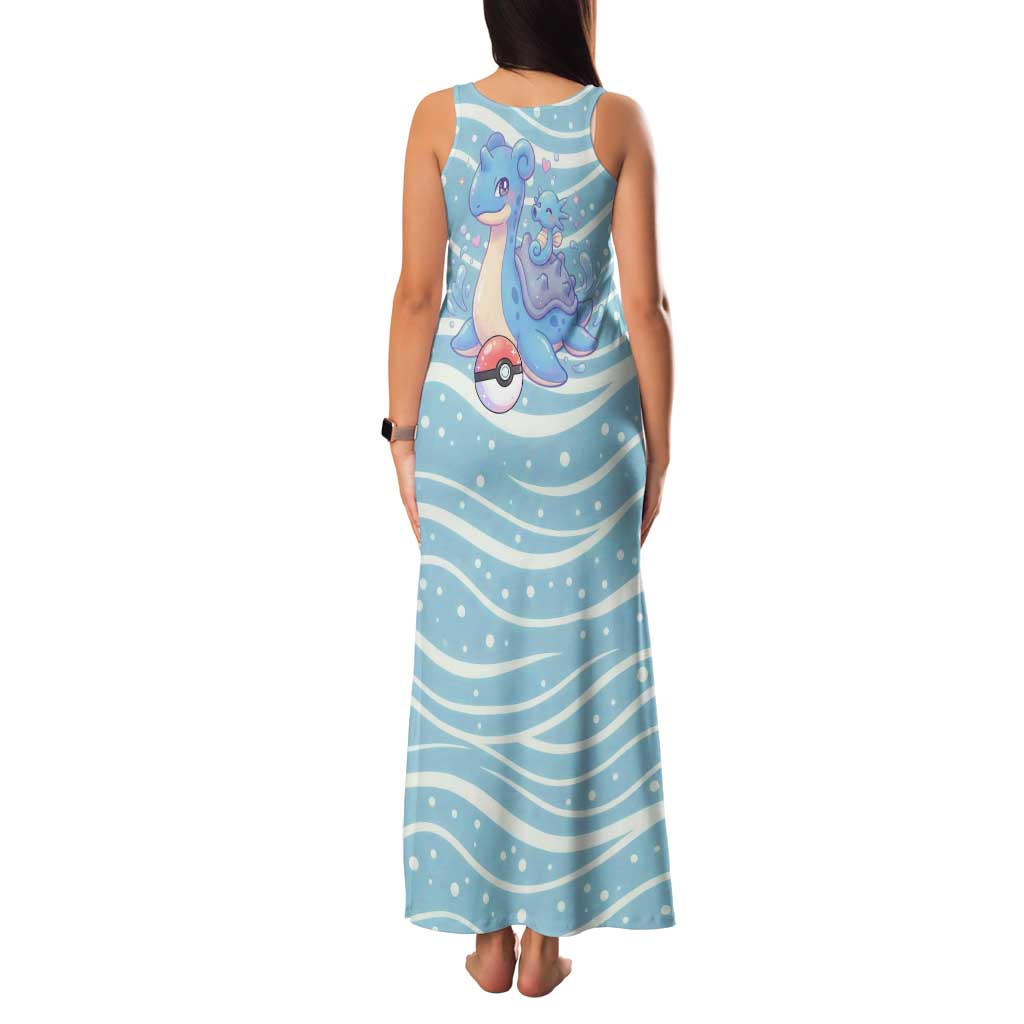 Lapras Family Matching Tank Maxi Dress and Hawaiian Shirt Pastel Ocean Waves Kawaii Art