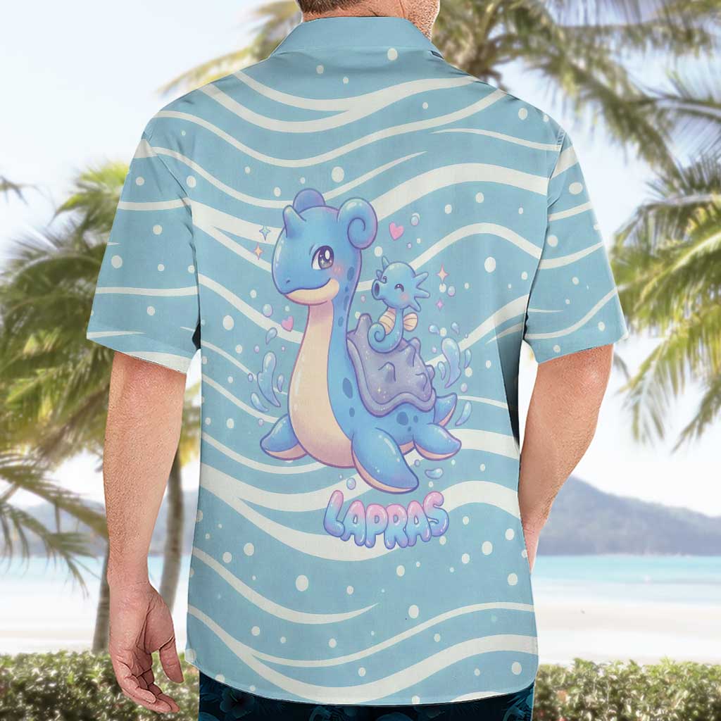 Lapras Hawaiian Shirt Pastel Ocean Waves Kawaii Art