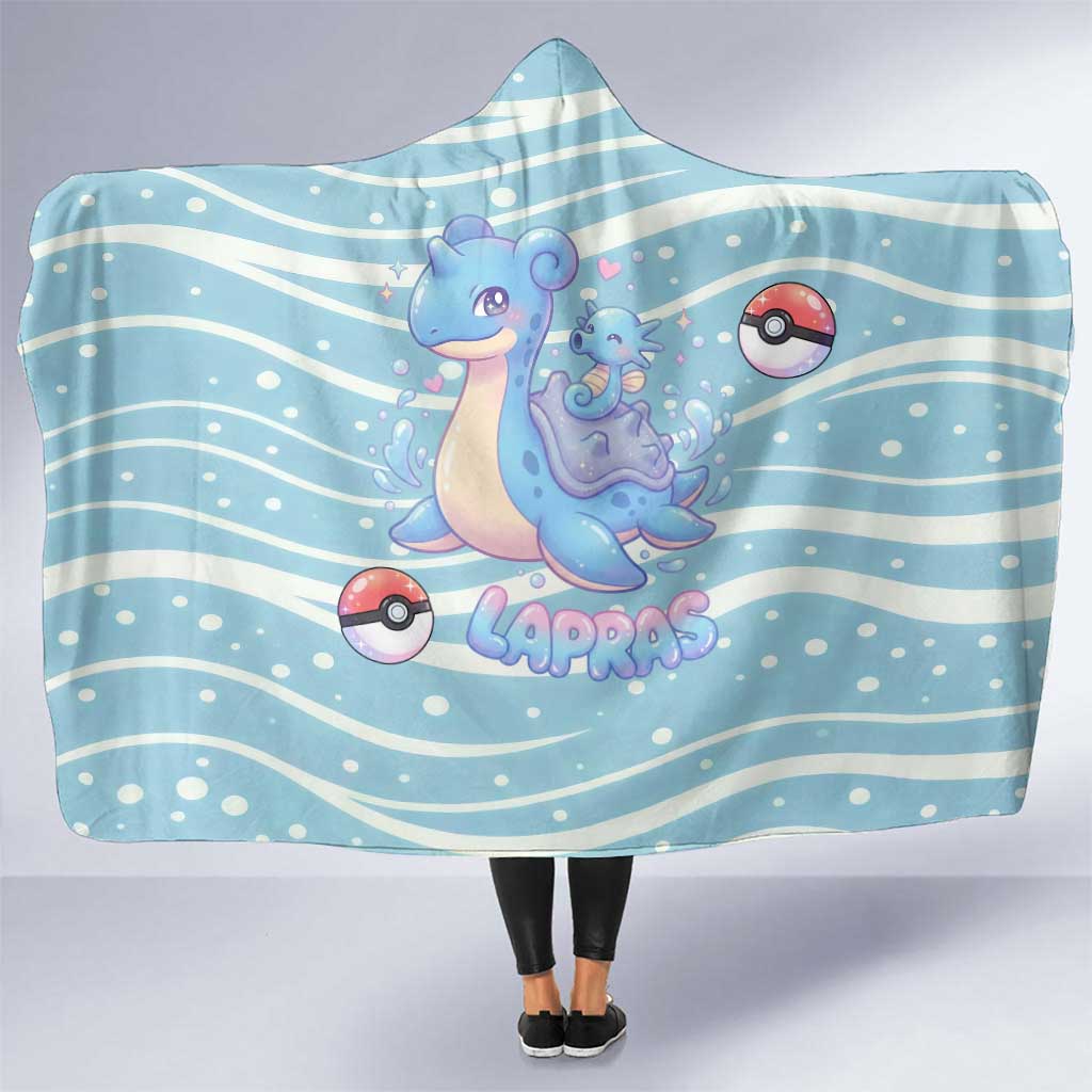 Lapras Hooded Blanket Pastel Ocean Waves Kawaii Art