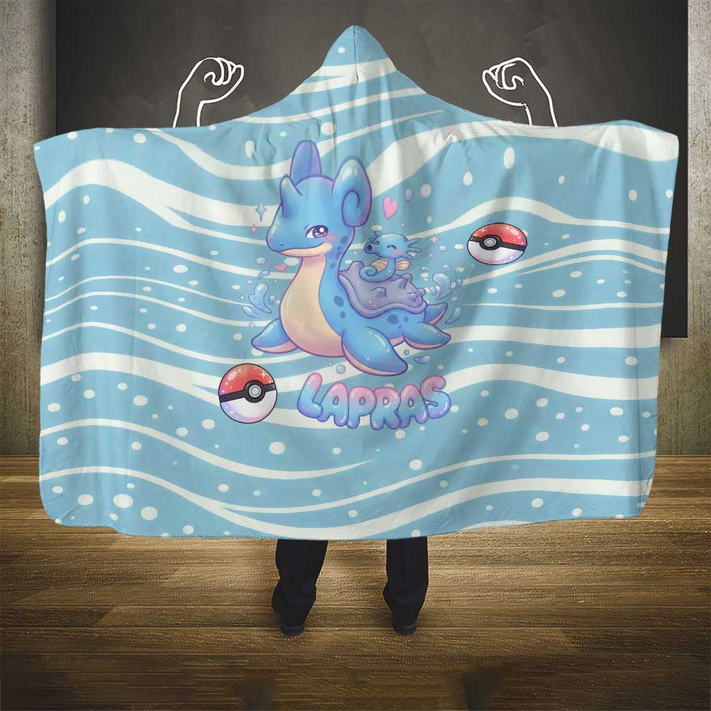 Lapras Hooded Blanket Pastel Ocean Waves Kawaii Art