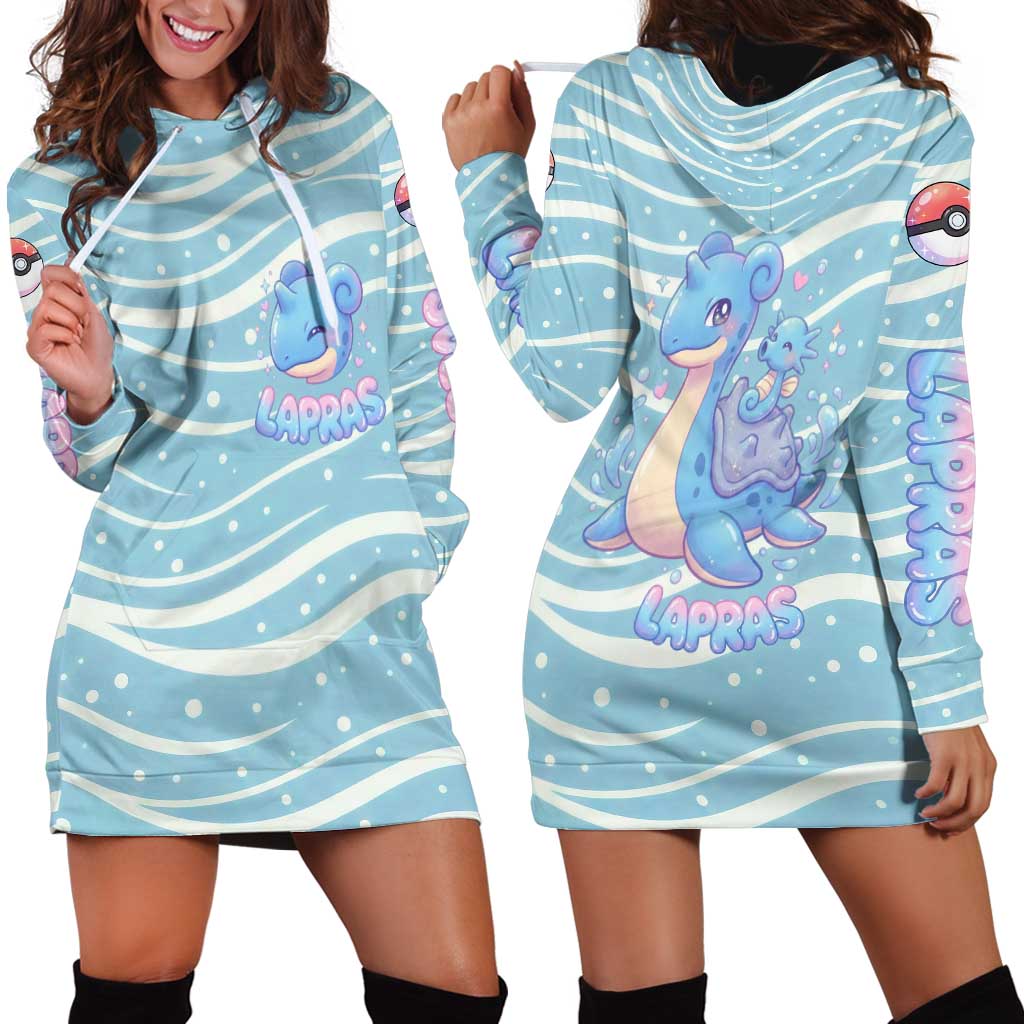 Lapras Hoodie Dress Pastel Ocean Waves Kawaii Art