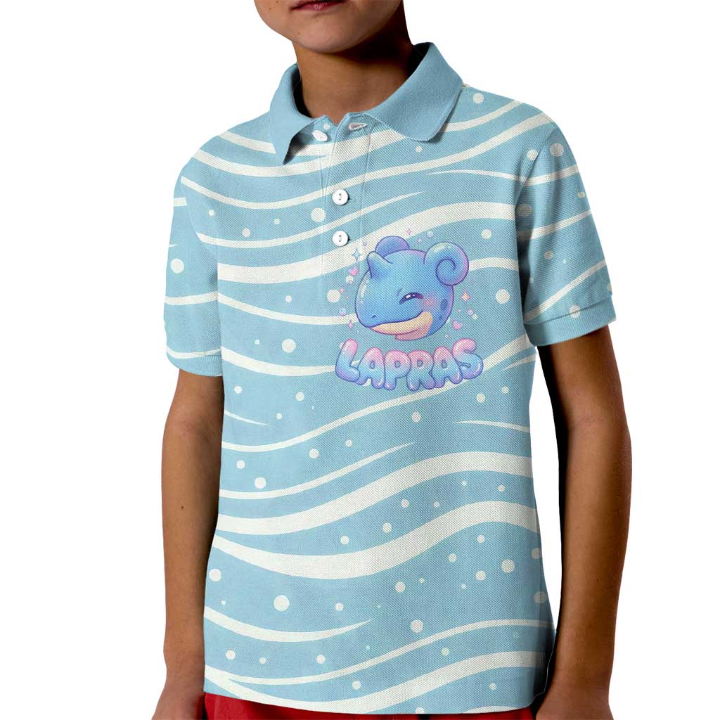 Lapras Kid Polo Shirt Pastel Ocean Waves Kawaii Art