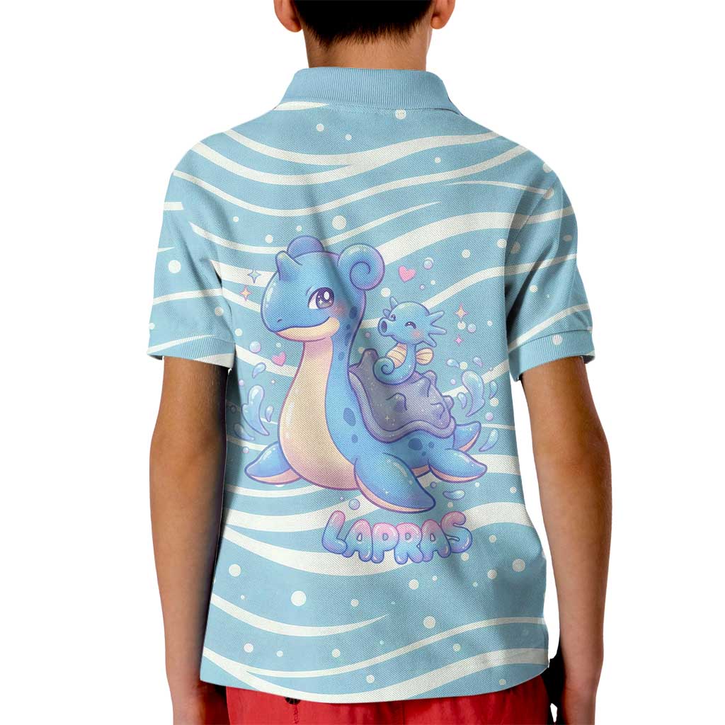 Lapras Kid Polo Shirt Pastel Ocean Waves Kawaii Art
