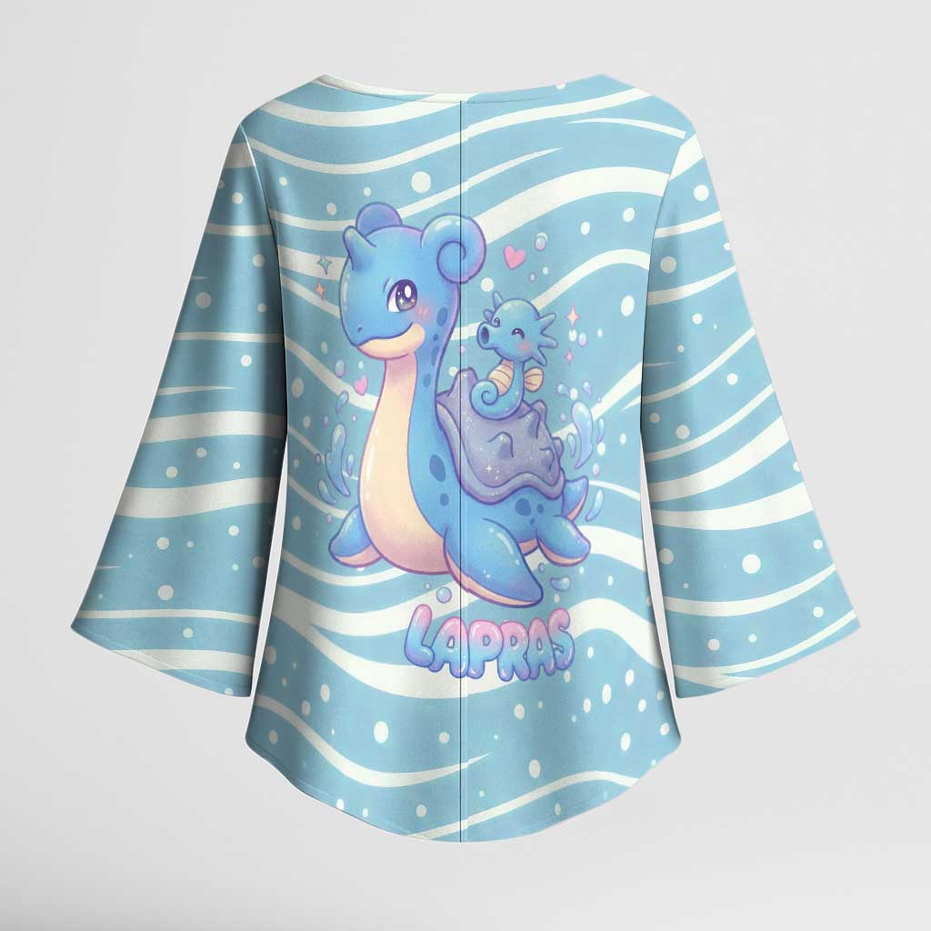 Lapras Kimono Sleeve Blouse Pastel Ocean Waves Kawaii Art