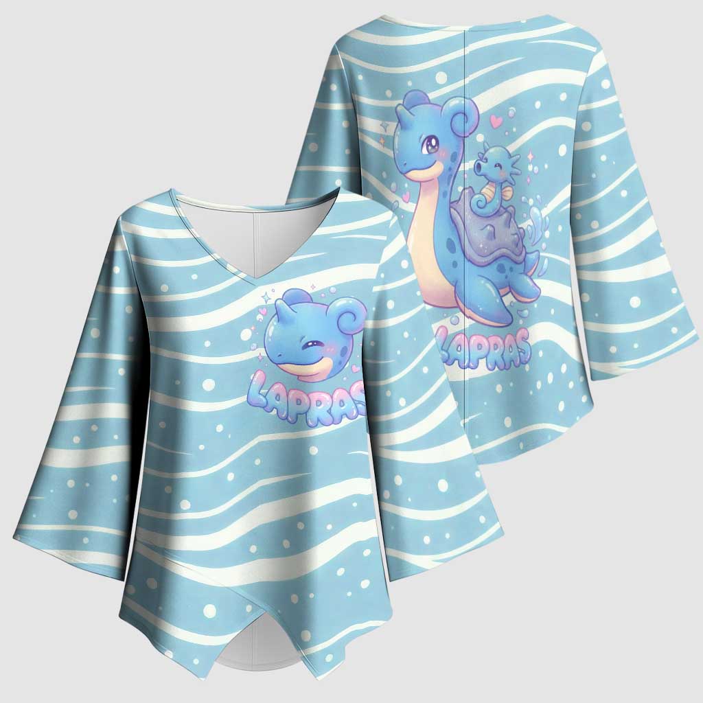Lapras Kimono Sleeve Blouse Pastel Ocean Waves Kawaii Art