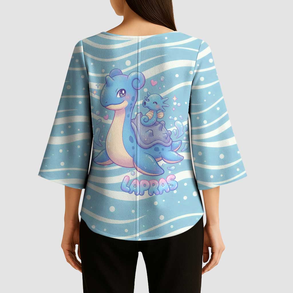 Lapras Kimono Sleeve Blouse Pastel Ocean Waves Kawaii Art