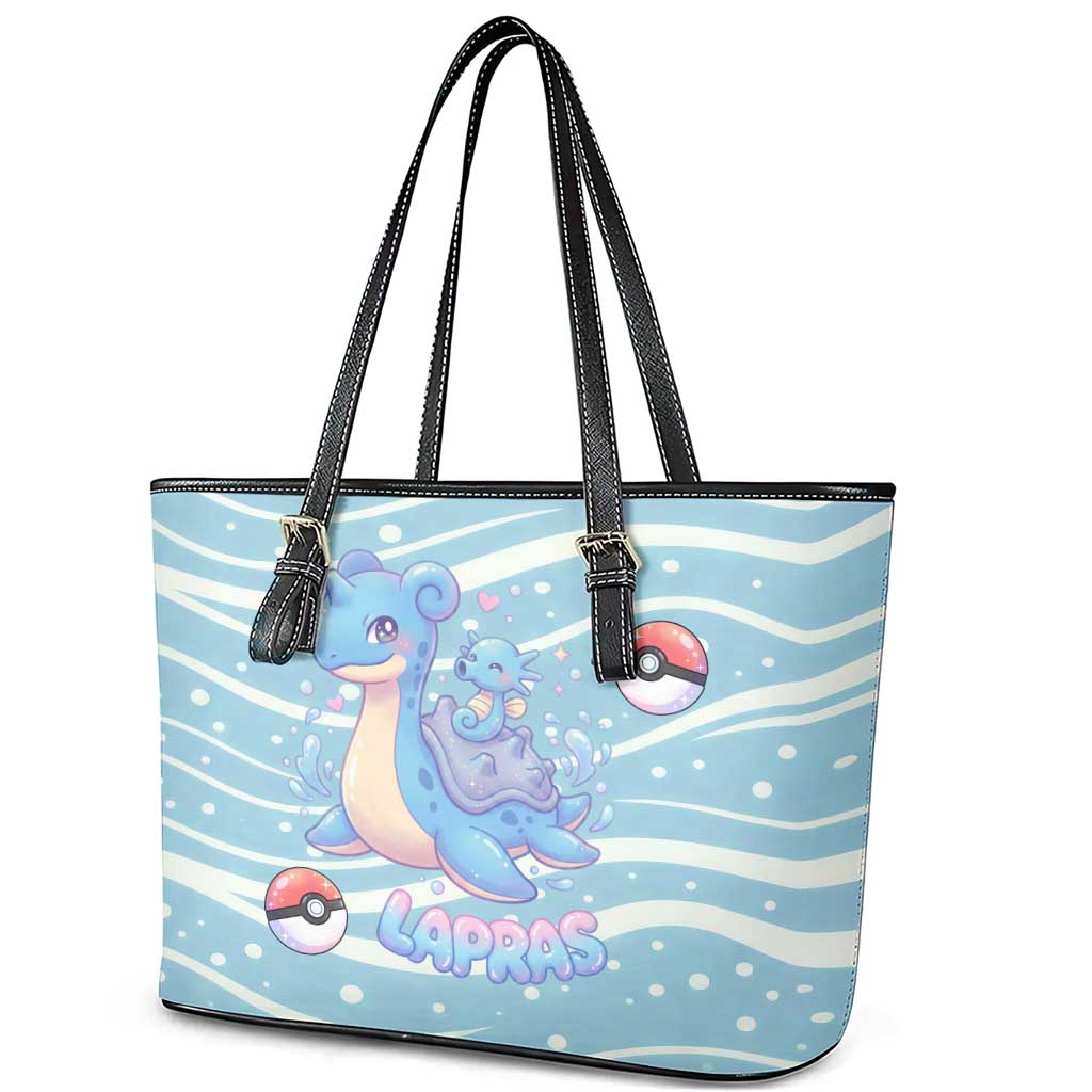 Lapras Leather Tote Bag Pastel Ocean Waves Kawaii Art