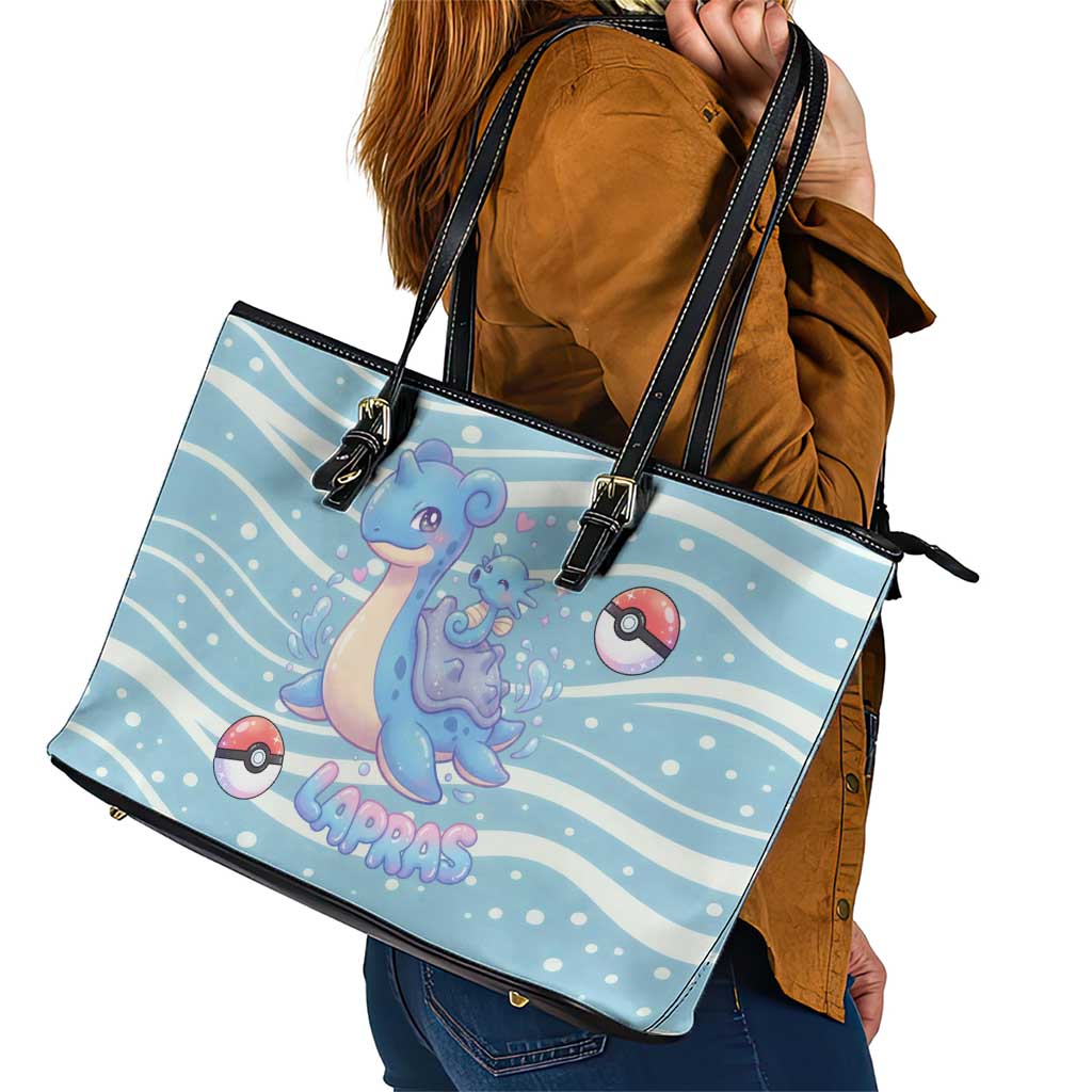 Lapras Leather Tote Bag Pastel Ocean Waves Kawaii Art