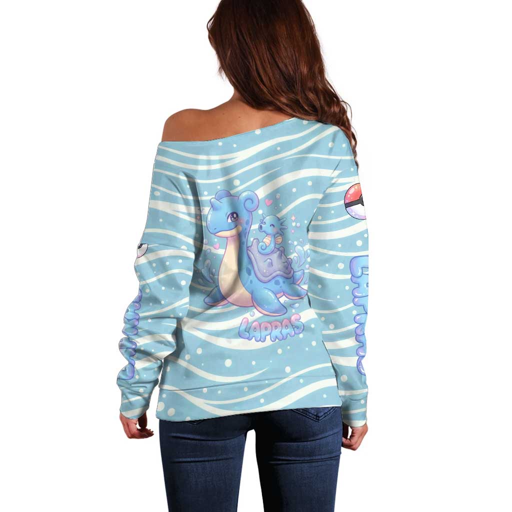 Lapras Off Shoulder Sweater Pastel Ocean Waves Kawaii Art