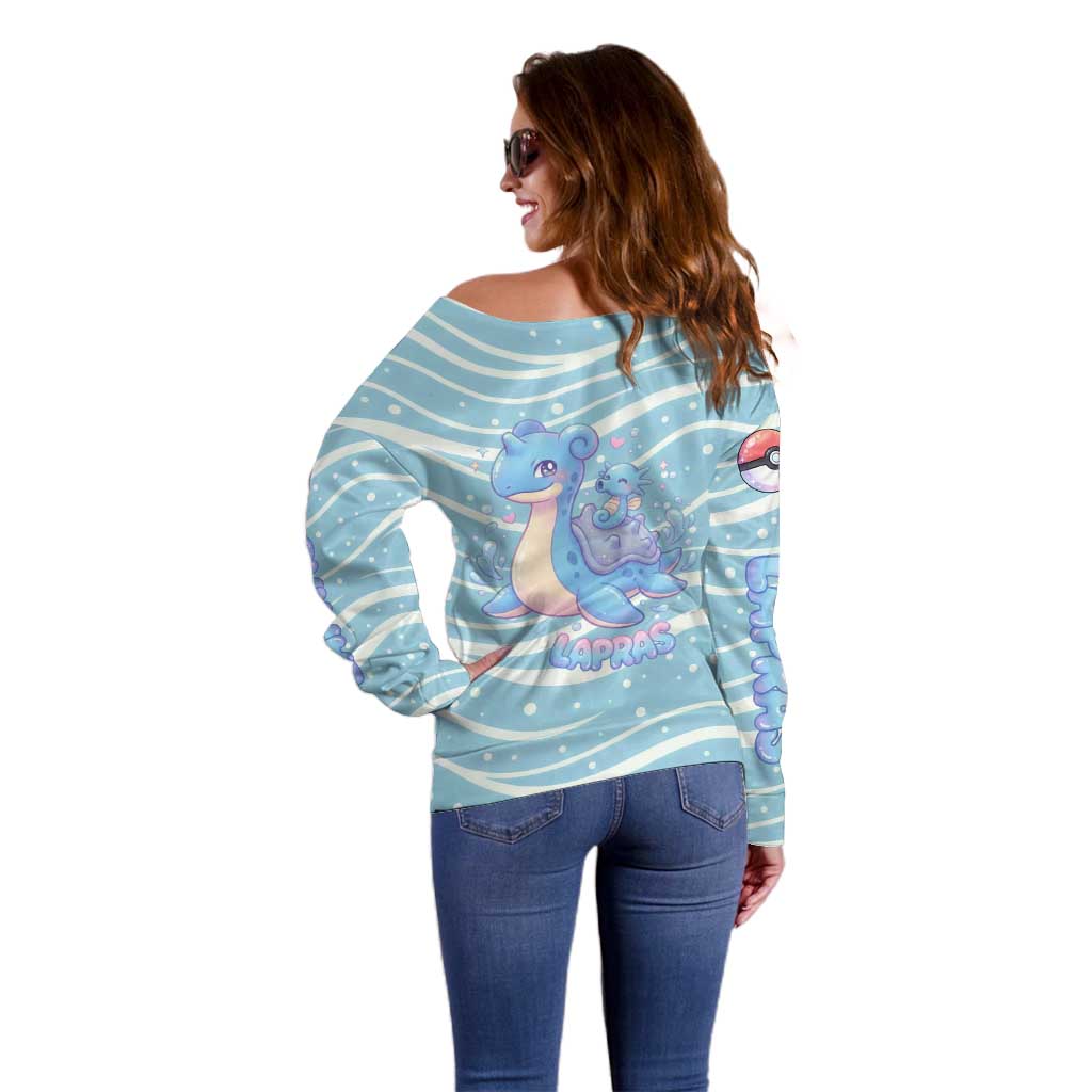 Lapras Off Shoulder Sweater Pastel Ocean Waves Kawaii Art