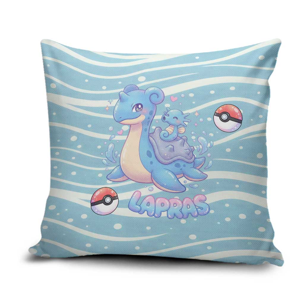 Lapras Pillow Cover Pastel Ocean Waves Kawaii Art