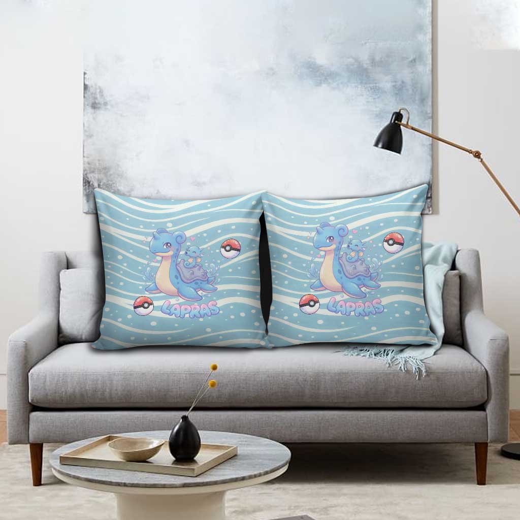 Lapras Pillow Cover Pastel Ocean Waves Kawaii Art