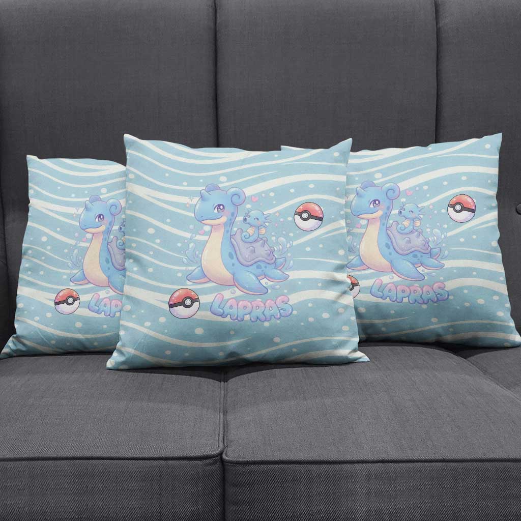Lapras Pillow Cover Pastel Ocean Waves Kawaii Art