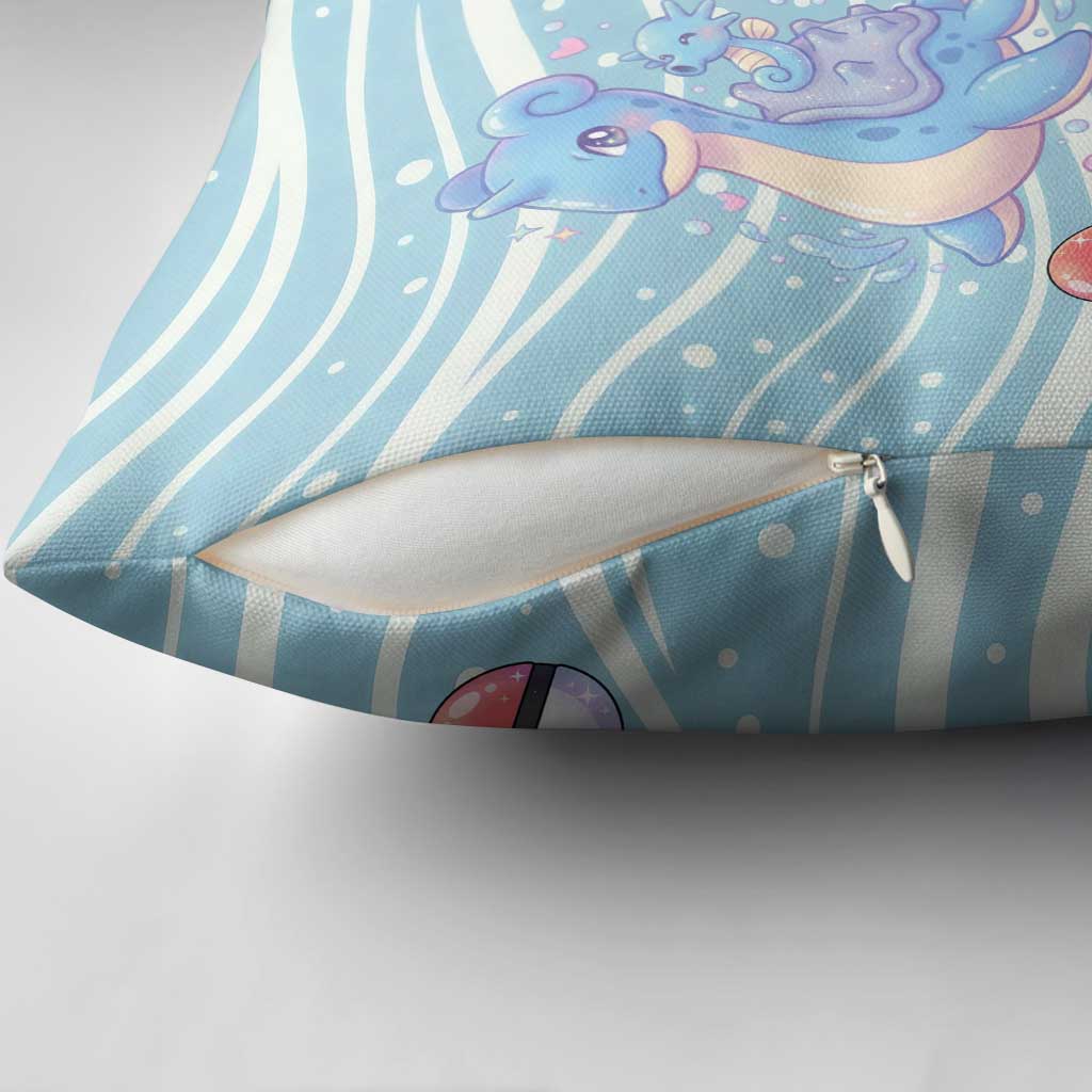 Lapras Pillow Cover Pastel Ocean Waves Kawaii Art