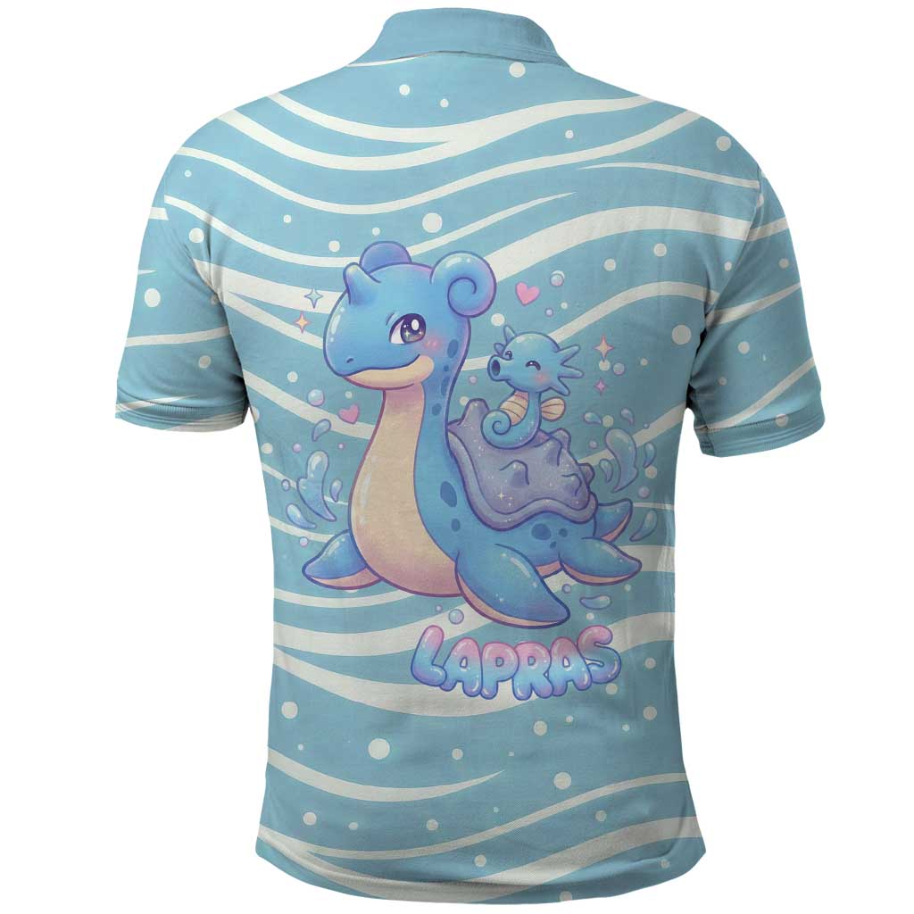 Lapras Polo Shirt Pastel Ocean Waves Kawaii Art