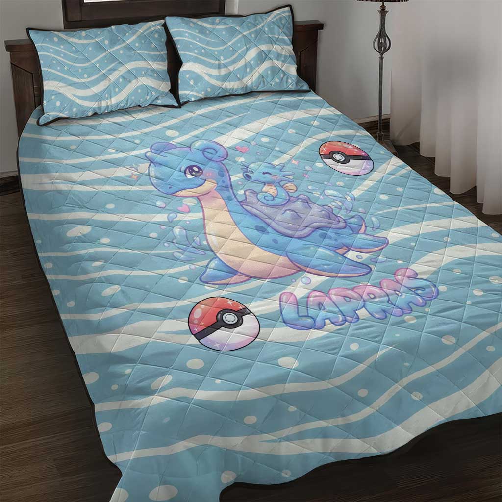 Lapras Quilt Bed Set Pastel Ocean Waves Kawaii Art