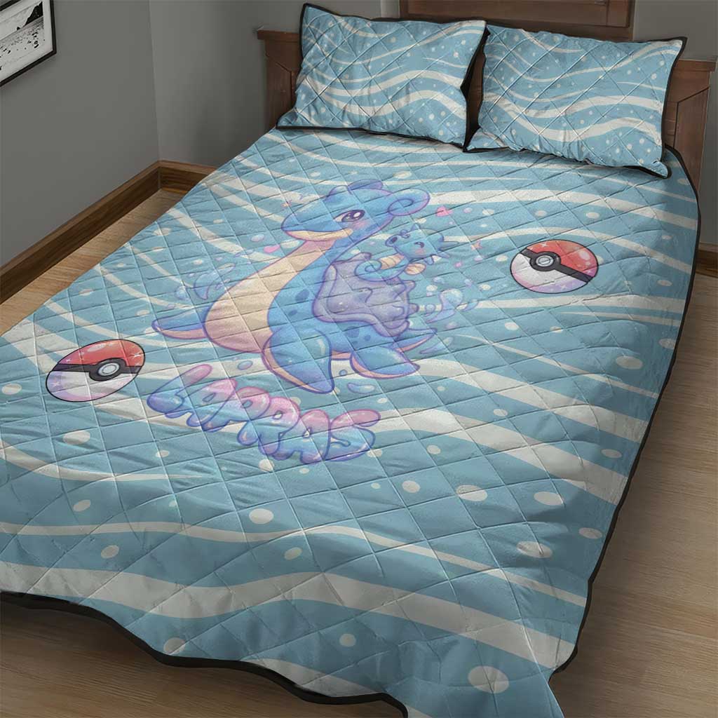 Lapras Quilt Bed Set Pastel Ocean Waves Kawaii Art