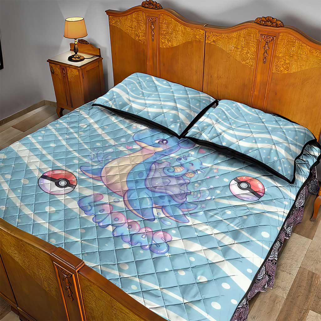 Lapras Quilt Bed Set Pastel Ocean Waves Kawaii Art