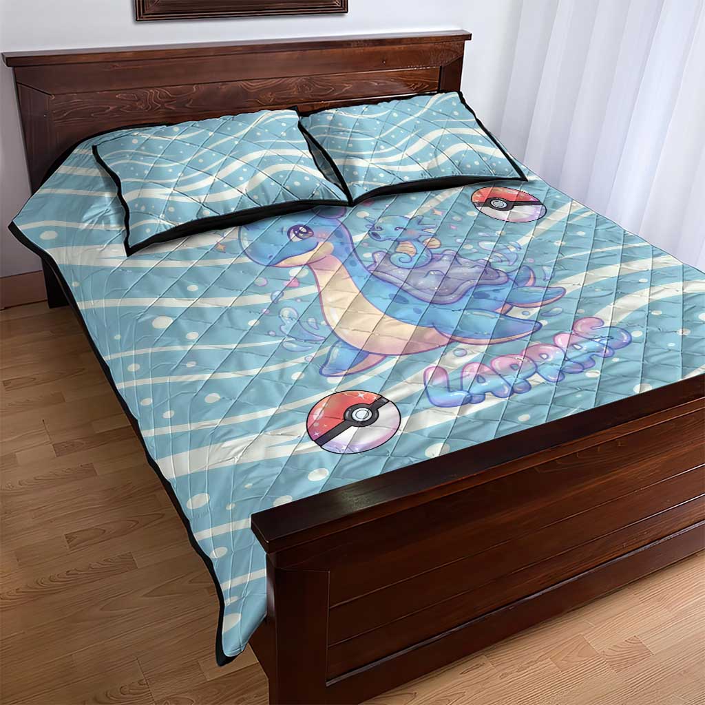 Lapras Quilt Bed Set Pastel Ocean Waves Kawaii Art