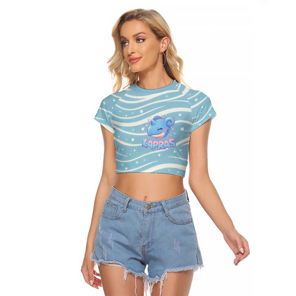 Lapras Raglan Cropped T Shirt Pastel Ocean Waves Kawaii Art
