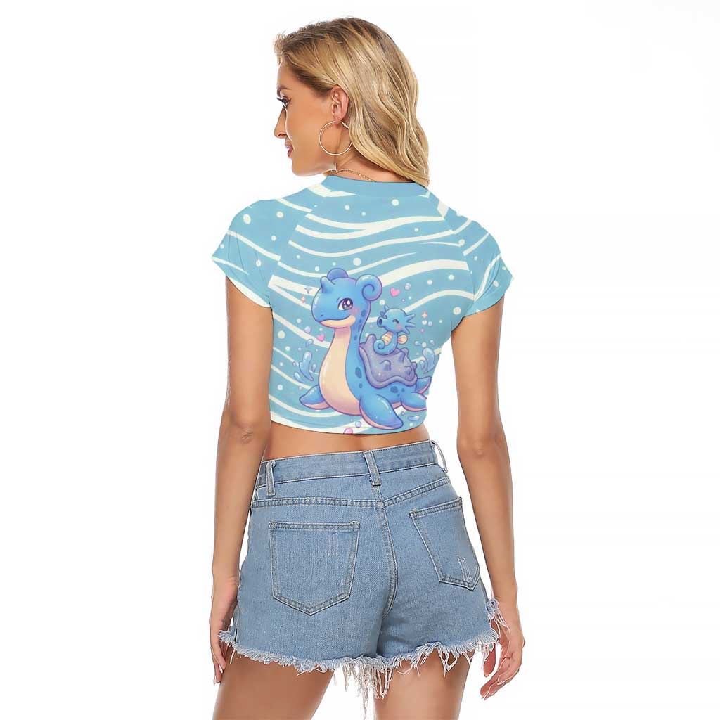 Lapras Raglan Cropped T Shirt Pastel Ocean Waves Kawaii Art