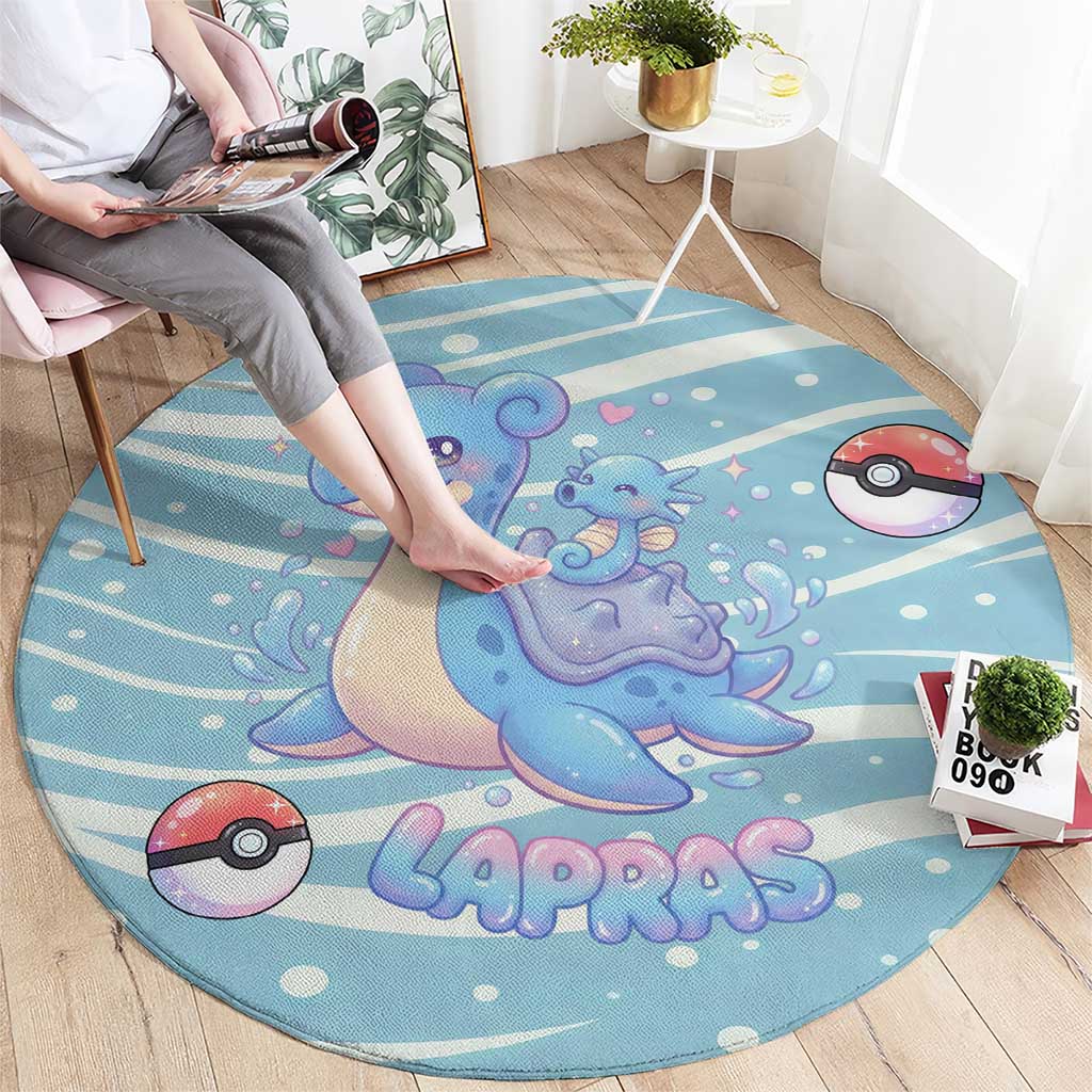 Lapras Round Carpet Pastel Ocean Waves Kawaii Art