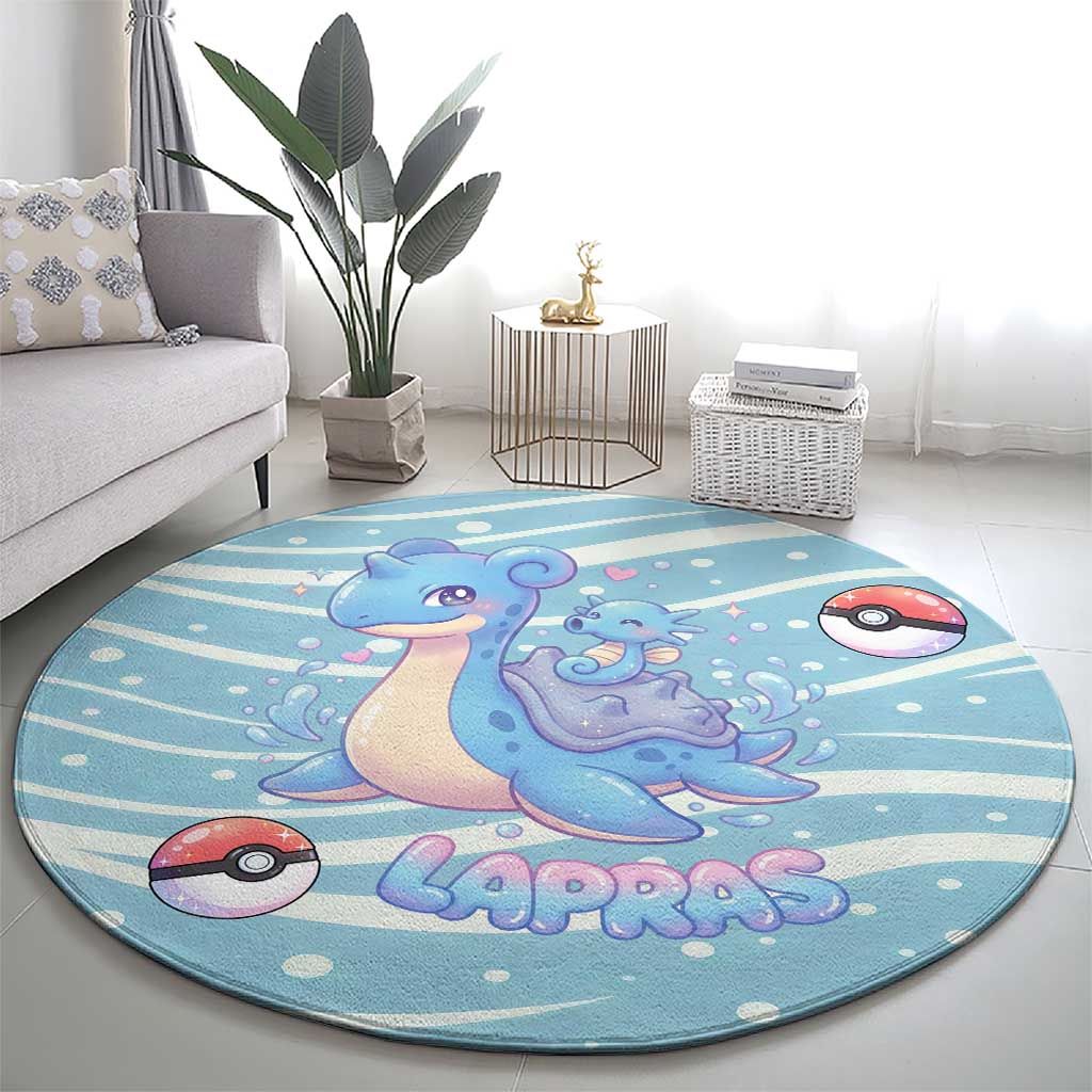 Lapras Round Carpet Pastel Ocean Waves Kawaii Art