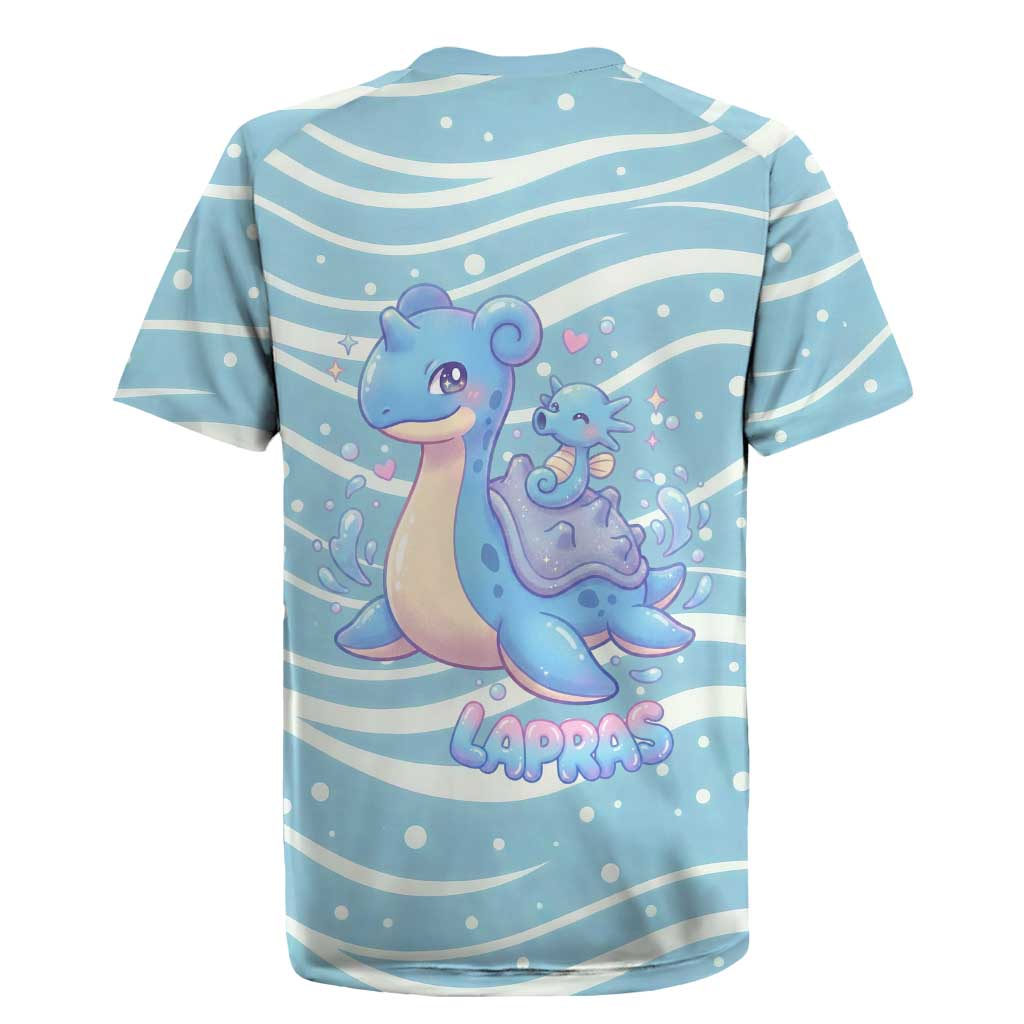 Lapras Rugby Jersey Pastel Ocean Waves Kawaii Art