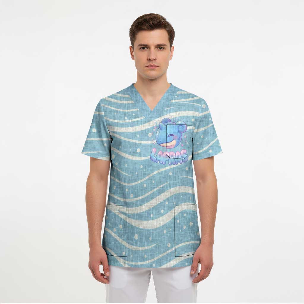 Lapras Scrub Top Pastel Ocean Waves Kawaii Art