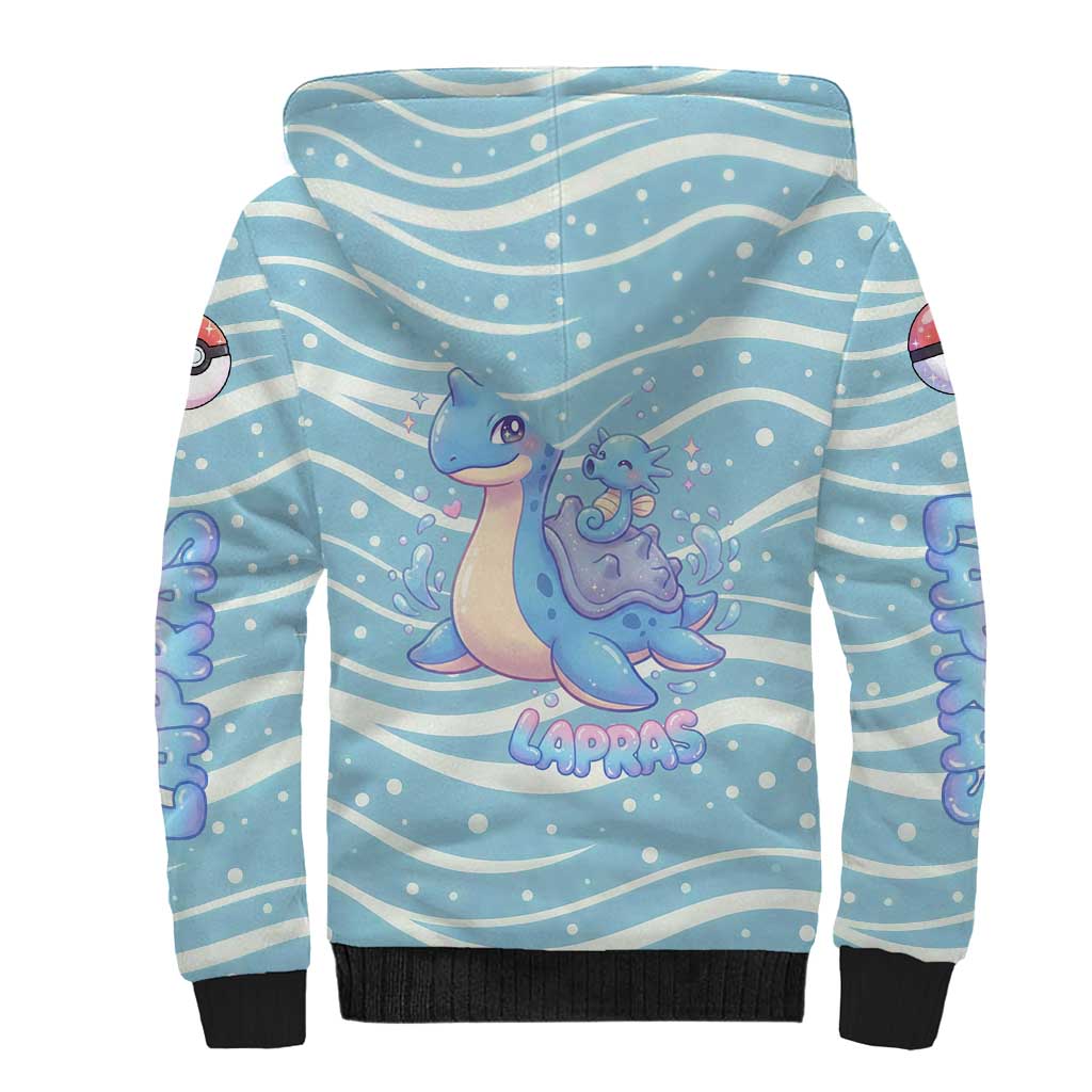 Lapras Sherpa Hoodie Pastel Ocean Waves Kawaii Art