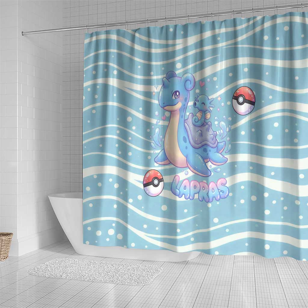 Lapras Shower Curtain Pastel Ocean Waves Kawaii Art