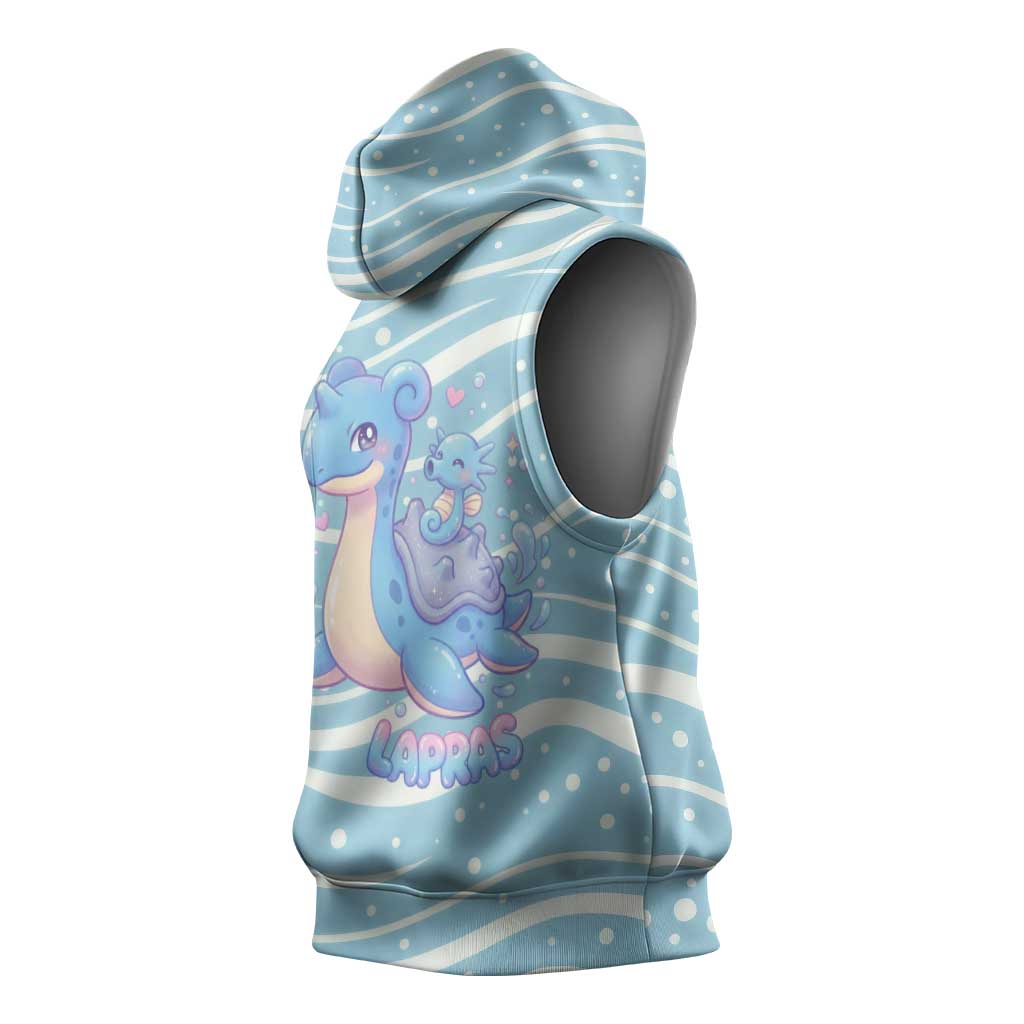 Lapras Sleeveless Hoodie Pastel Ocean Waves Kawaii Art