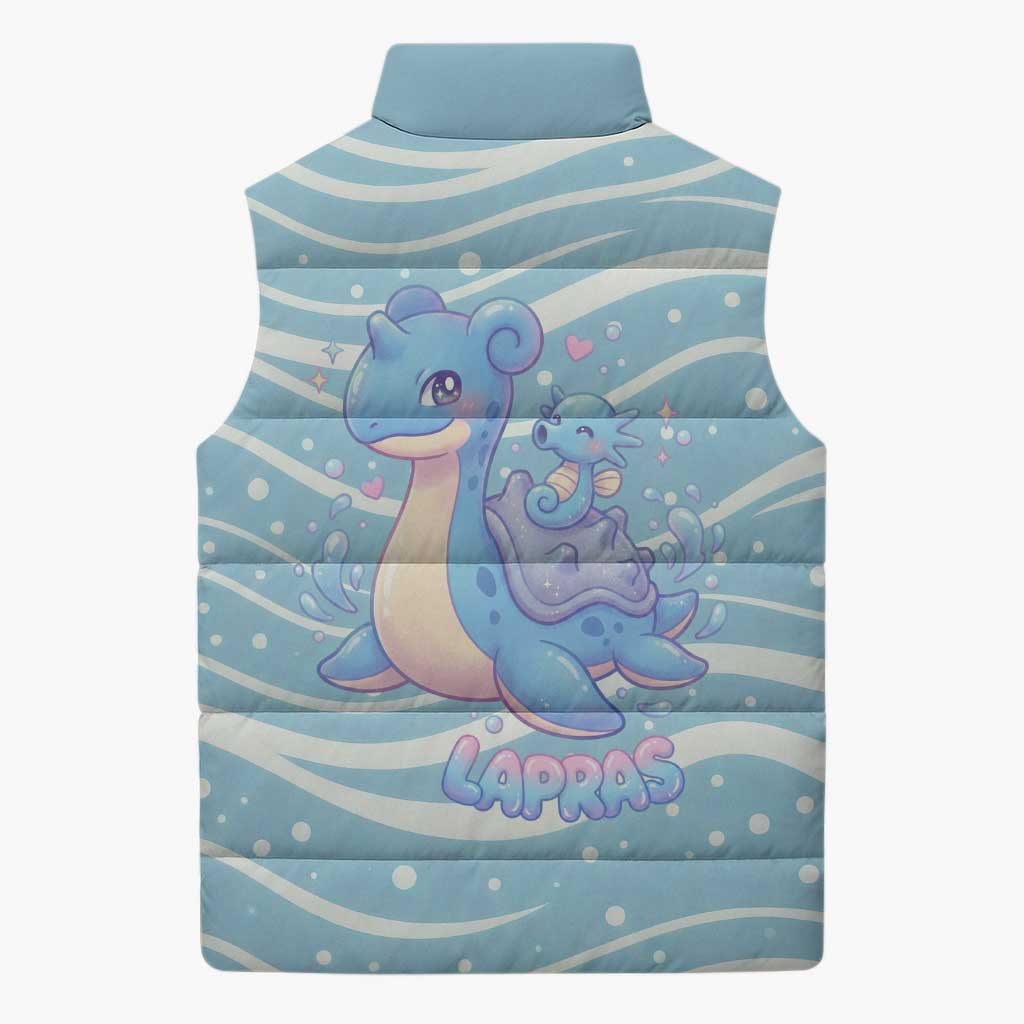 Lapras Sleeveless Puffer Jacket Pastel Ocean Waves Kawaii Art