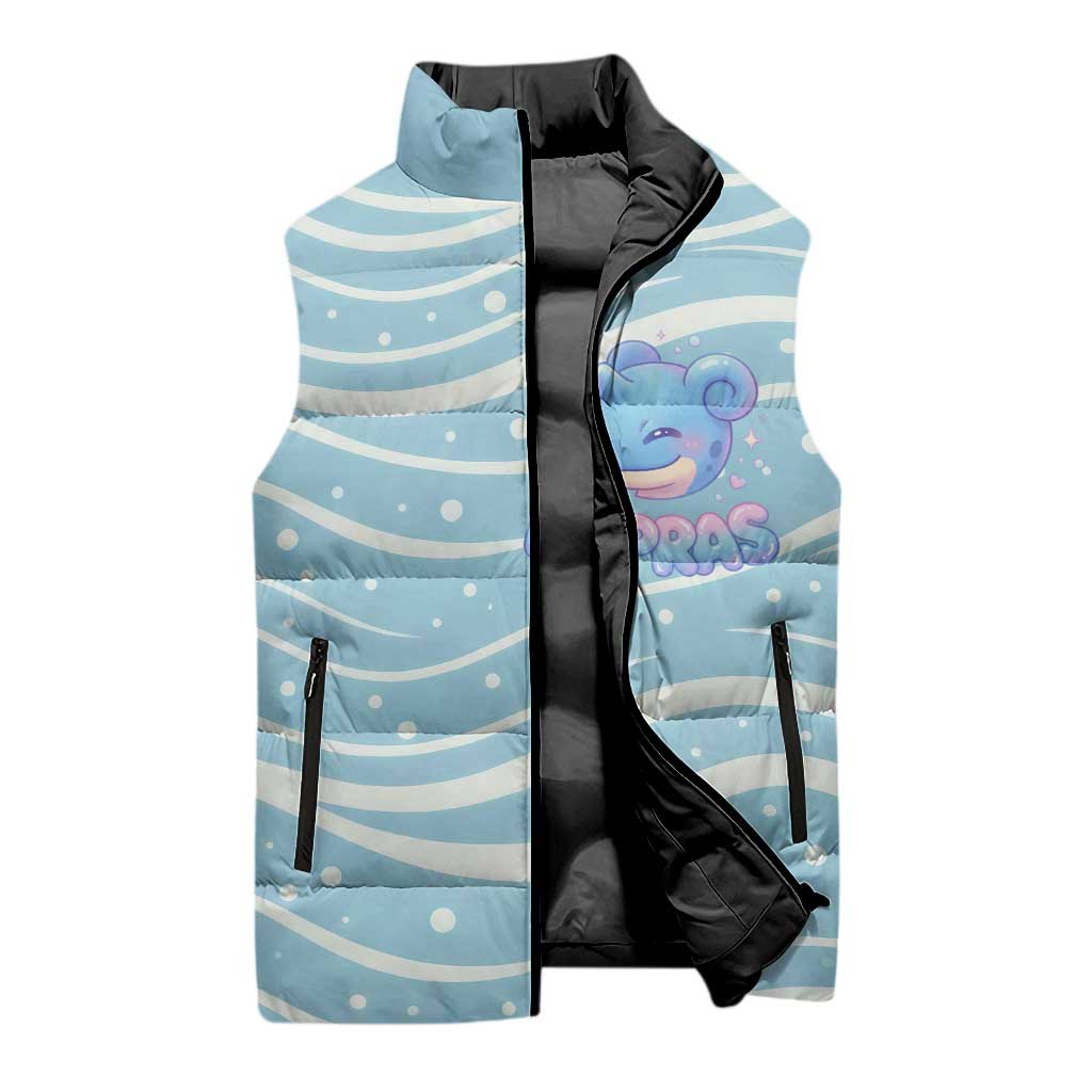 Lapras Sleeveless Puffer Jacket Pastel Ocean Waves Kawaii Art