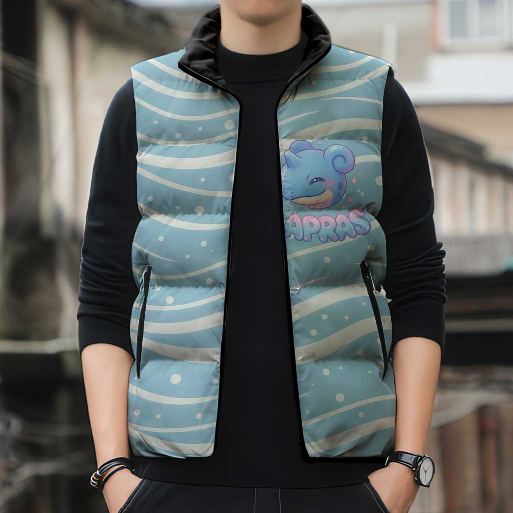 Lapras Sleeveless Puffer Jacket Pastel Ocean Waves Kawaii Art
