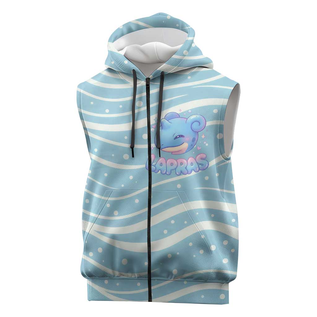 Lapras Sleeveless Zip Hoodie Pastel Ocean Waves Kawaii Art
