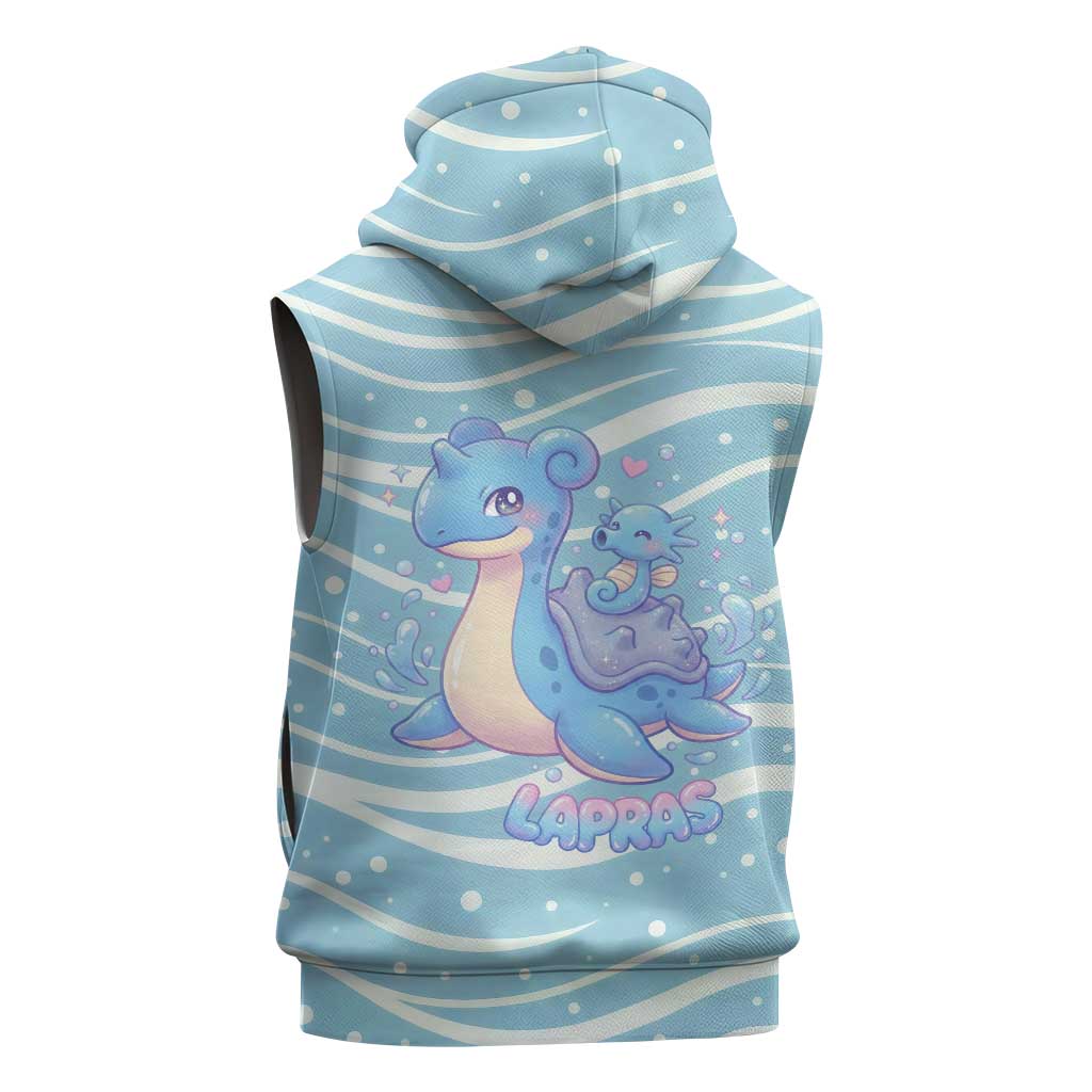 Lapras Sleeveless Zip Hoodie Pastel Ocean Waves Kawaii Art