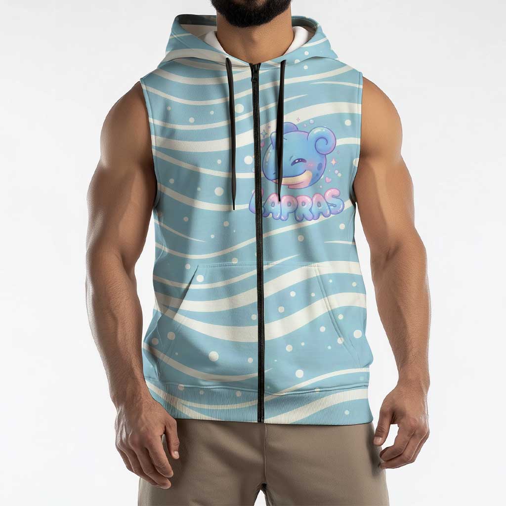 Lapras Sleeveless Zip Hoodie Pastel Ocean Waves Kawaii Art