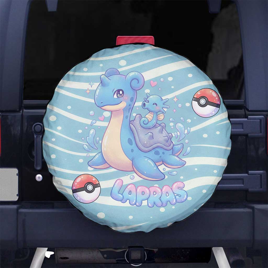 Lapras Spare Tire Cover Pastel Ocean Waves Kawaii Art