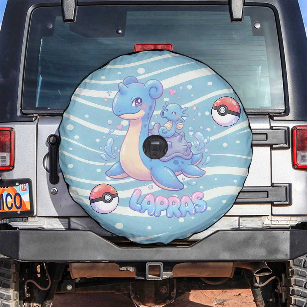 Lapras Spare Tire Cover Pastel Ocean Waves Kawaii Art