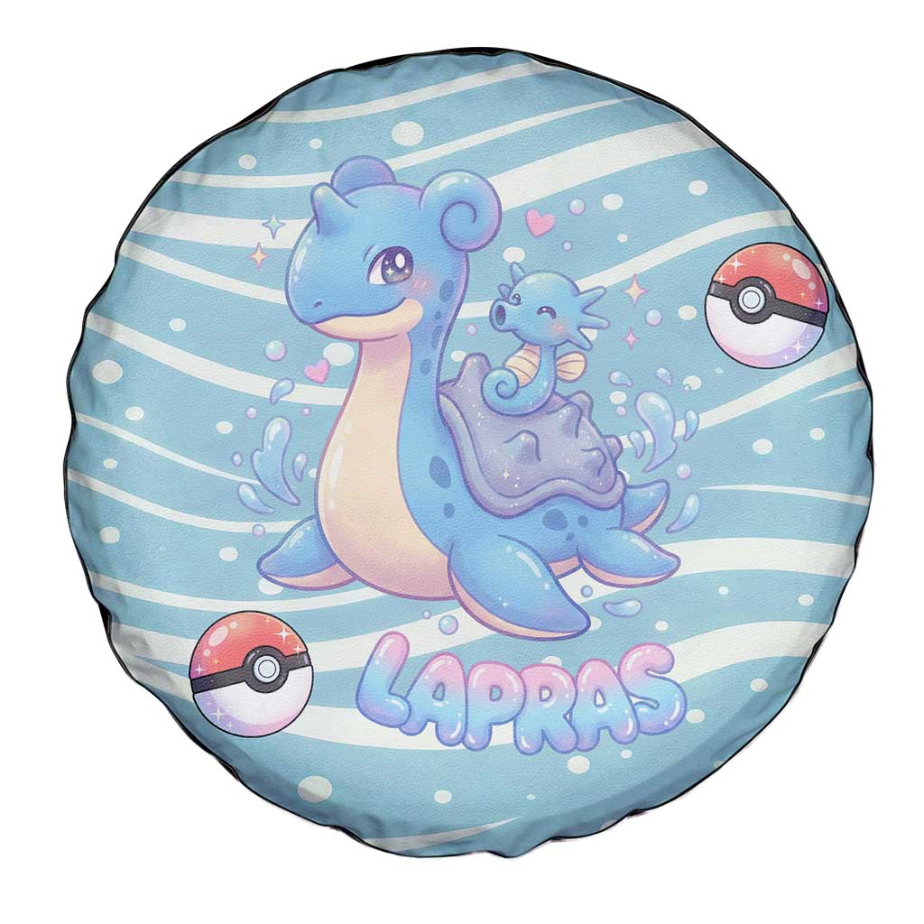 Lapras Spare Tire Cover Pastel Ocean Waves Kawaii Art