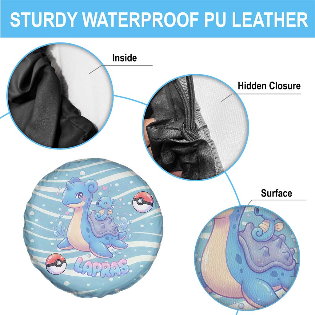 Lapras Spare Tire Cover Pastel Ocean Waves Kawaii Art