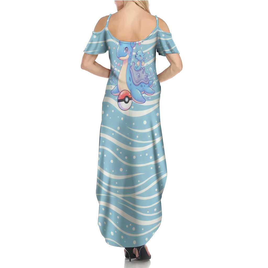 Lapras Summer Maxi Dress Pastel Ocean Waves Kawaii Art