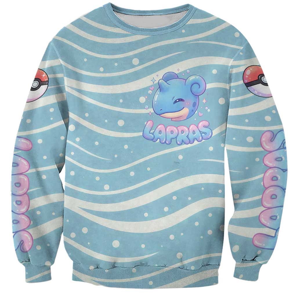 Lapras Sweatshirt Pastel Ocean Waves Kawaii Art