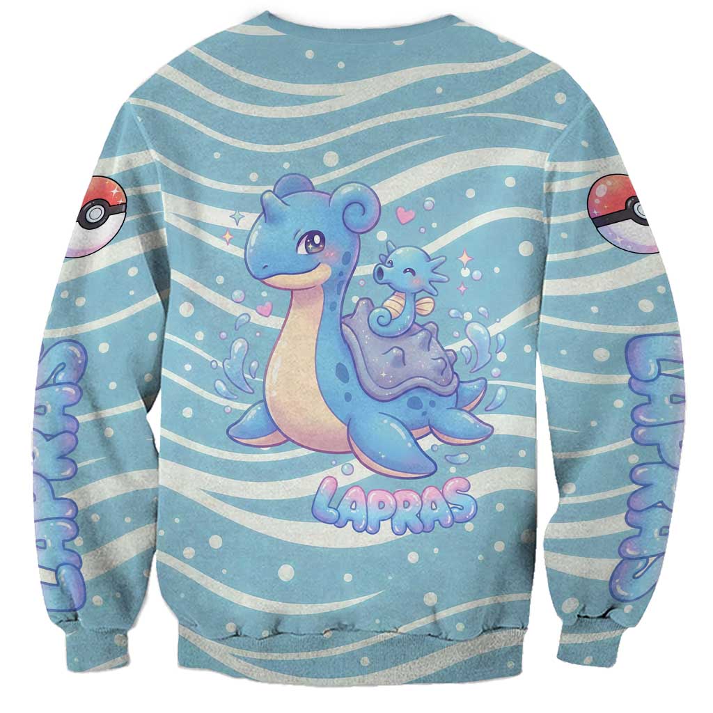 Lapras Sweatshirt Pastel Ocean Waves Kawaii Art