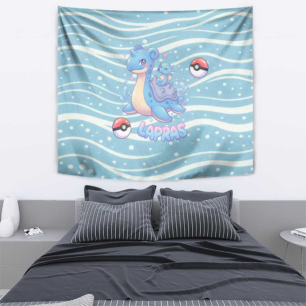 Lapras Tapestry Pastel Ocean Waves Kawaii Art