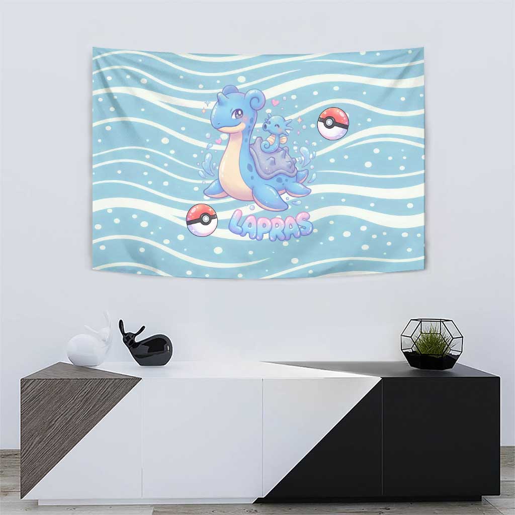 Lapras Tapestry Pastel Ocean Waves Kawaii Art
