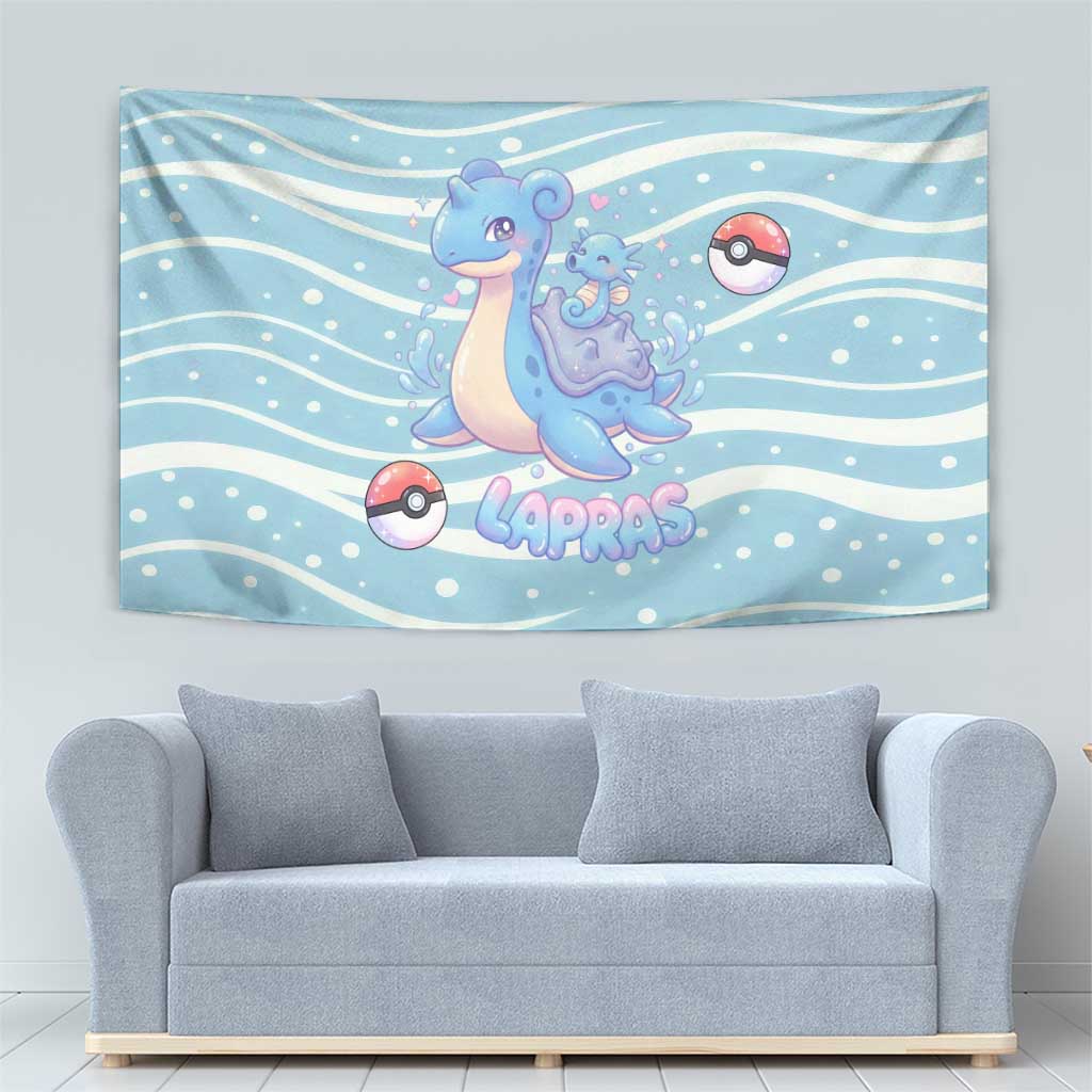 Lapras Tapestry Pastel Ocean Waves Kawaii Art